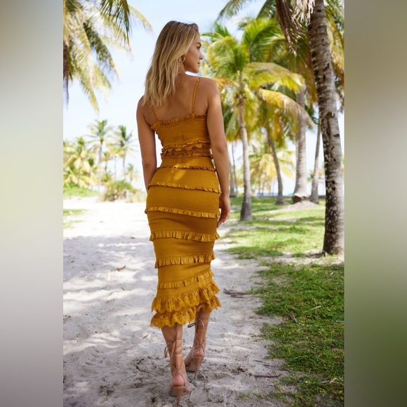 V. Chapman Mustard Ruffle Dress - Picture 10 of 14